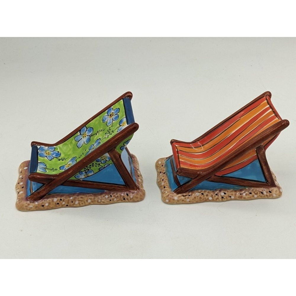 Beach Chairs Shakers Clay Art Salt and Pepper Shakers Ceramic China - Picture 2 of 9